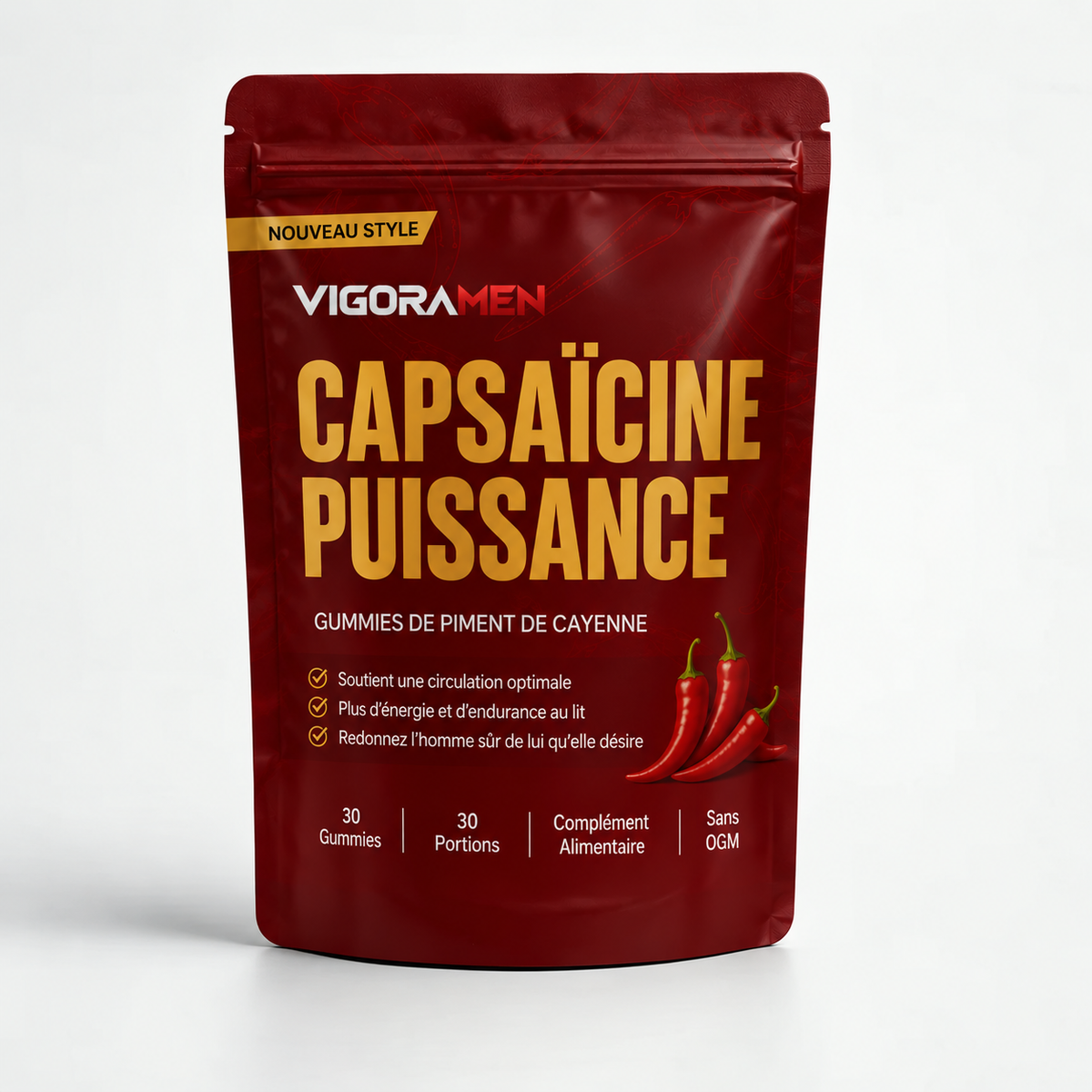 Sachet Vigoramen UP, complément alimentaire en gummies au piment de Cayenne.